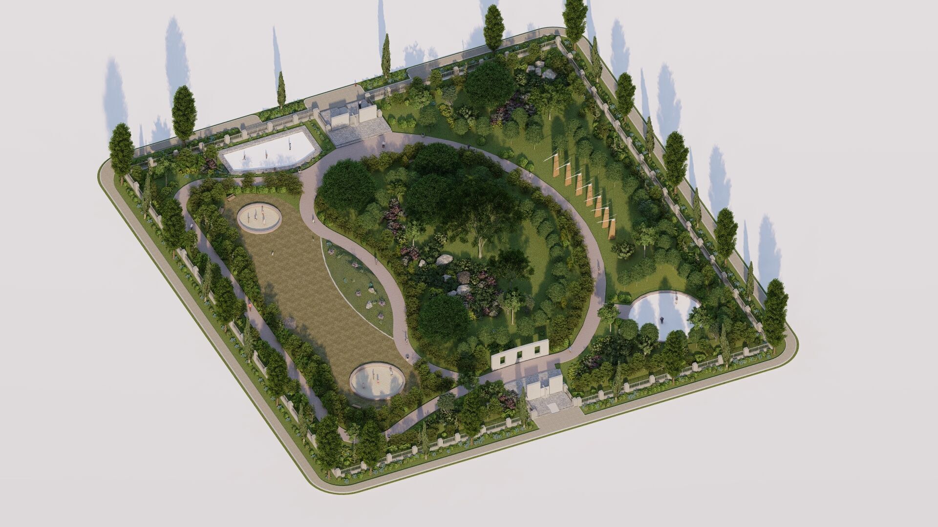 park-public park-Private Park Landscape 3D model_12