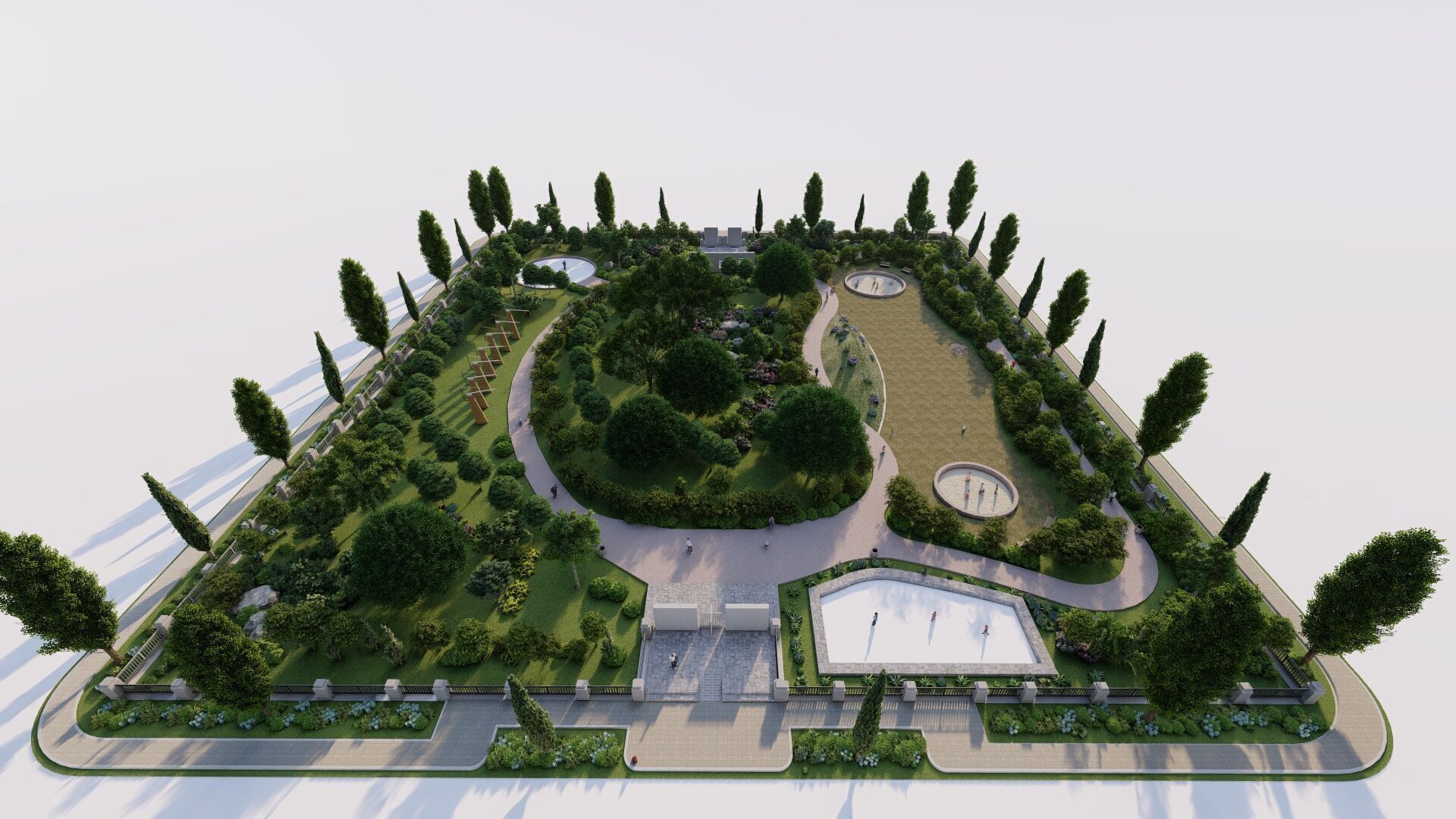 park-public park-Private Park Landscape 3D model_2