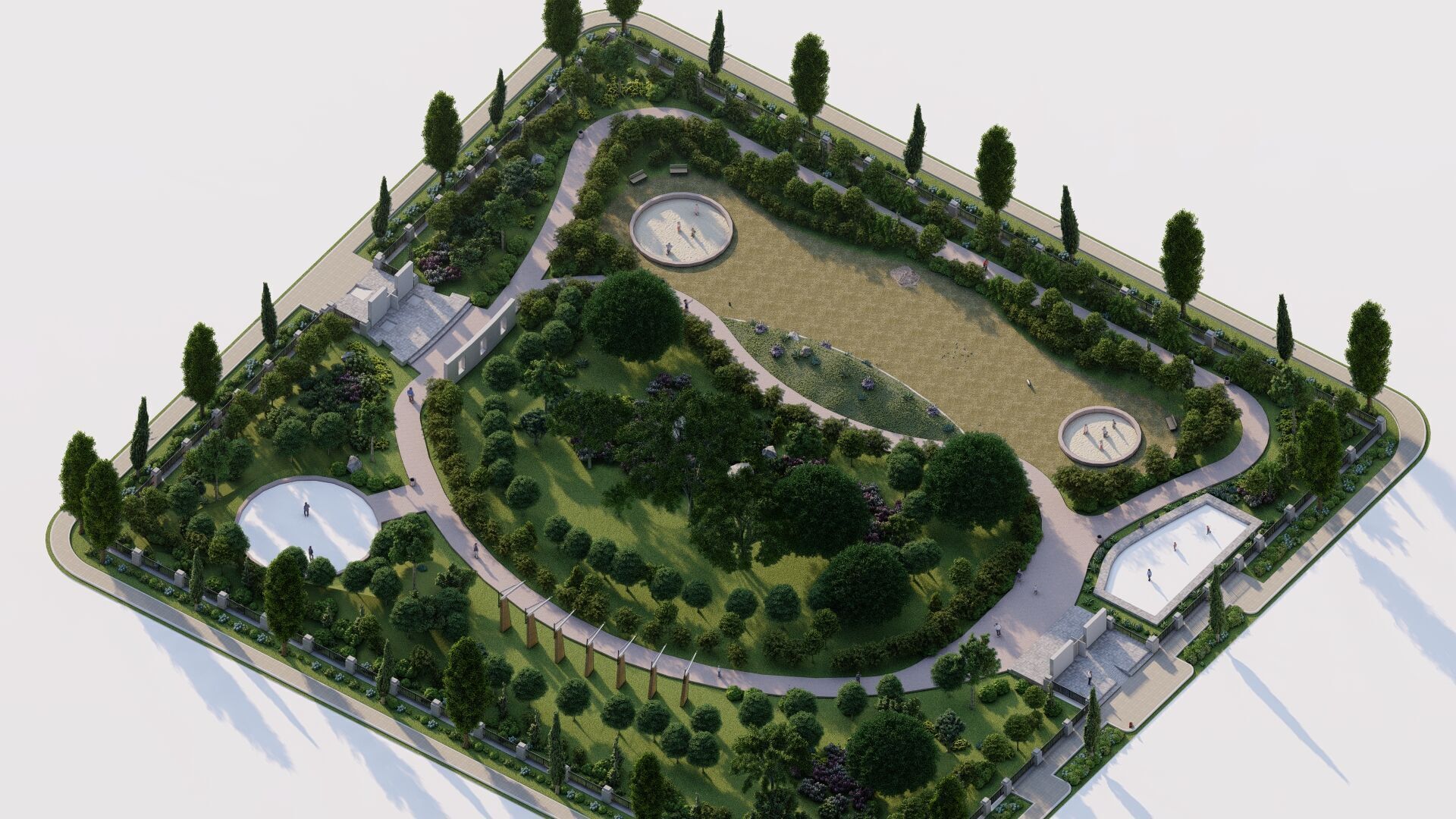 park-public park-Private Park Landscape 3D model_18