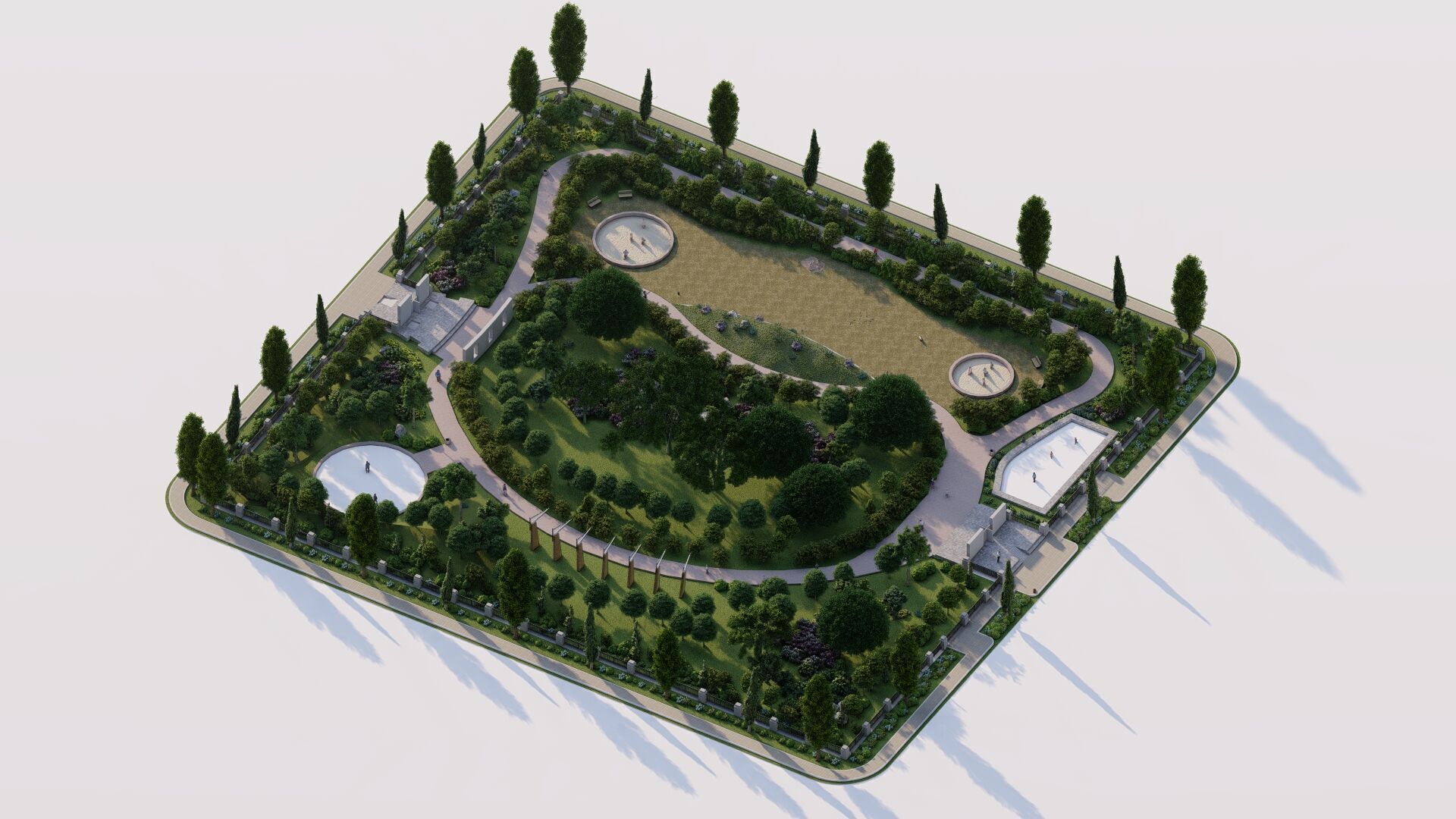 park-public park-Private Park Landscape 3D model_19