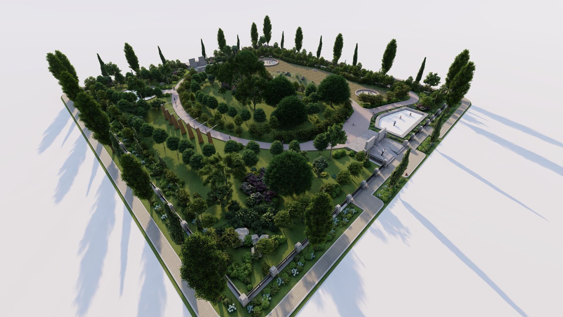 park-public park-Private Park Landscape 3D model_8