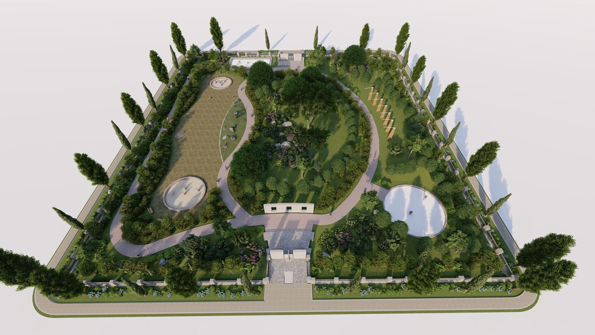 park-public park-Private Park Landscape 3D model_5