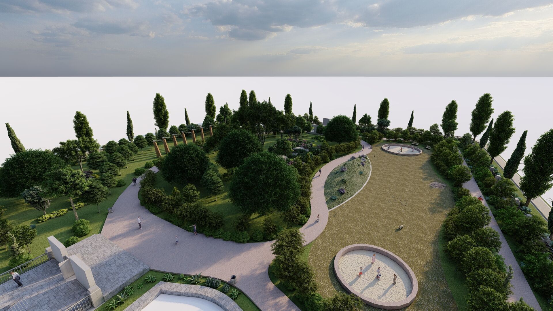 park-public park-Private Park Landscape 3D model_9