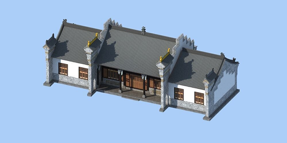 Chinese architecture 3D model_4