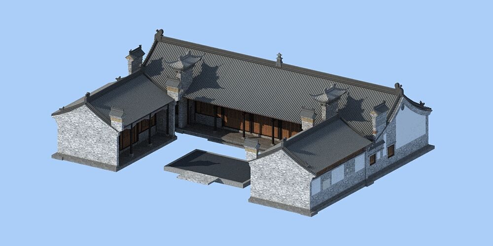 Chinese architecture 3D model_1