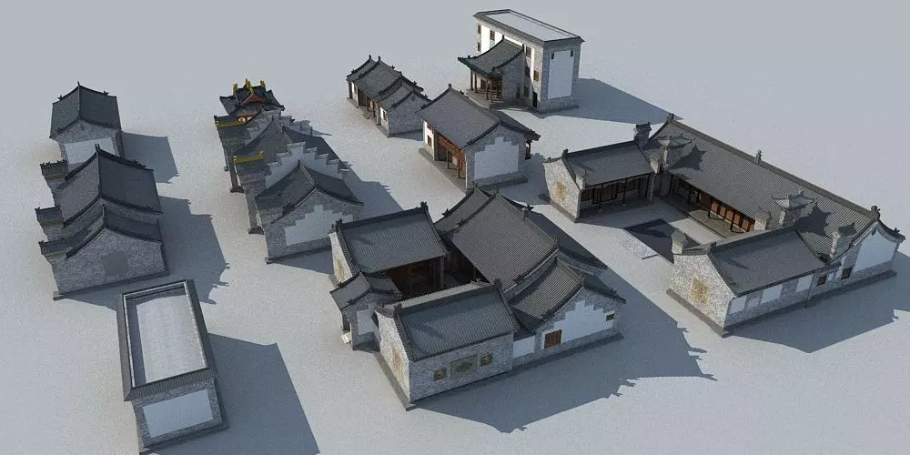 Chinese architecture 3D model_0