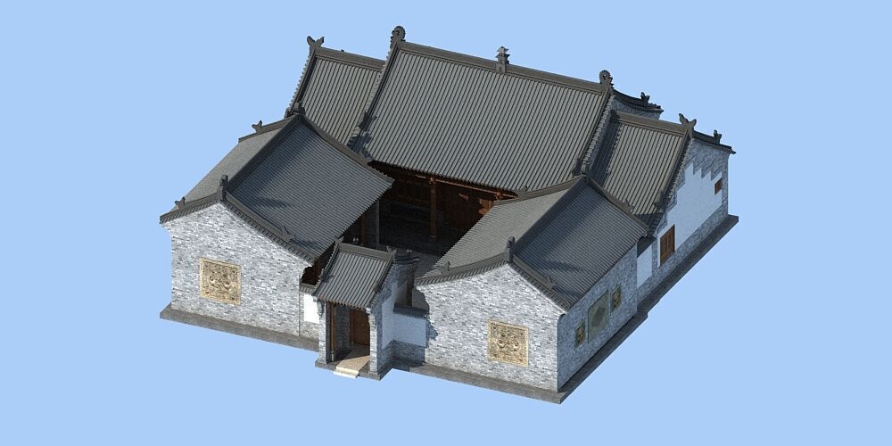 Chinese architecture 3D model_3