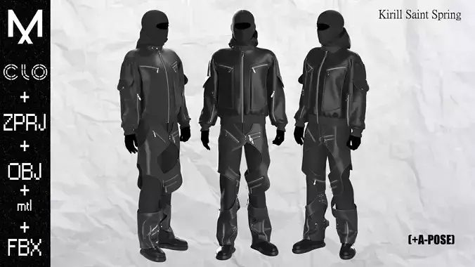 New Outfit Male Marvelous designer Clo3d OBJ mtl FBX ZPRJ