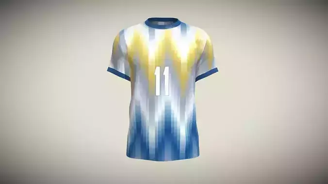 Soccer Football White Jersey Player-11 In Low Poly