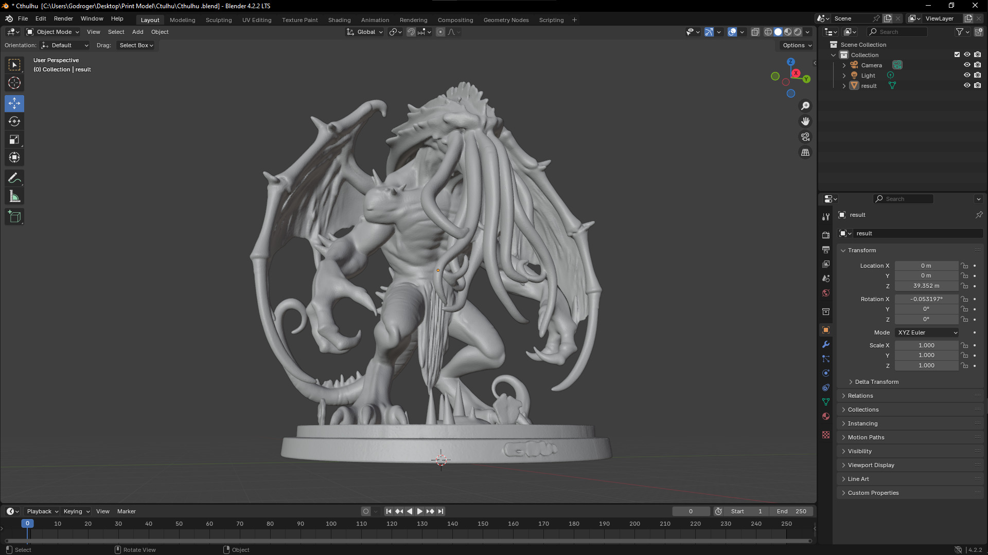 Cthulhu 3D Model High Poly Printible 3D print model_5