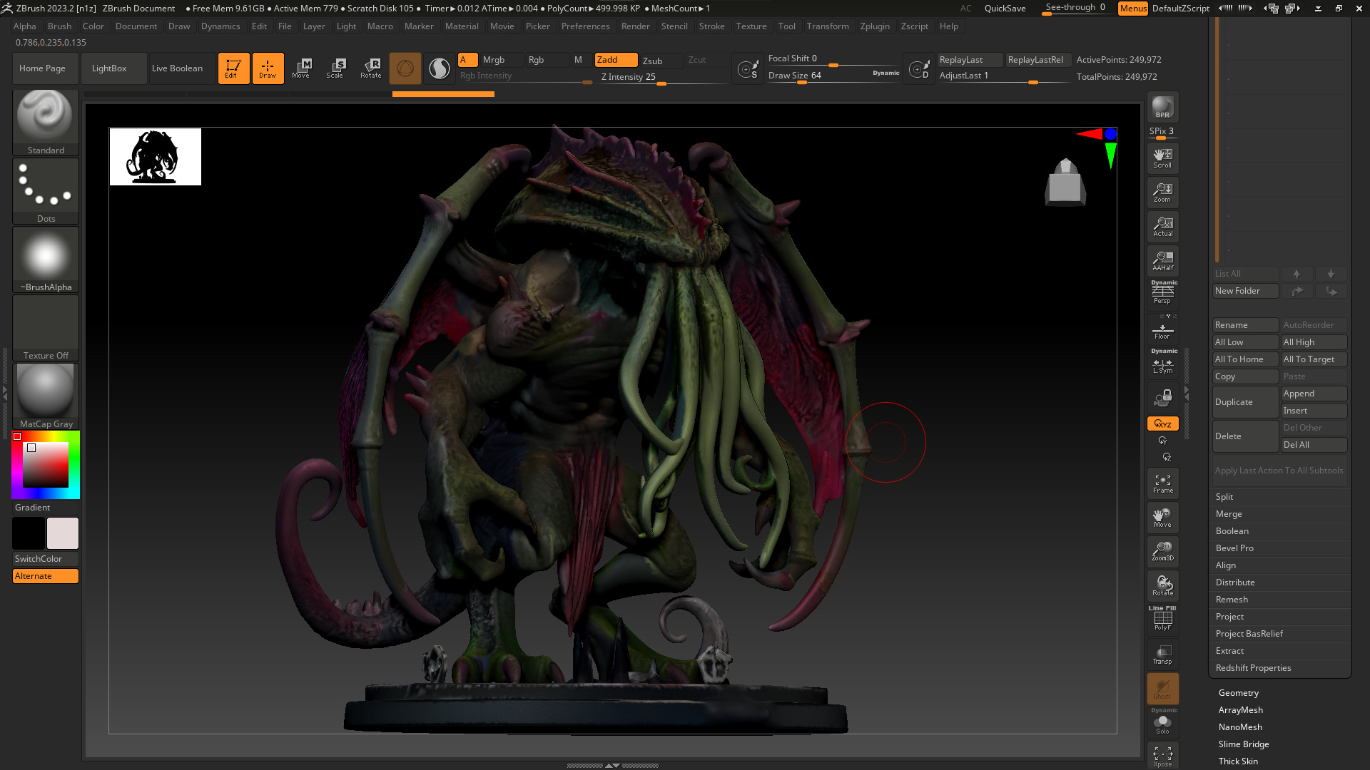 Cthulhu 3D Model High Poly Printible 3D print model_1