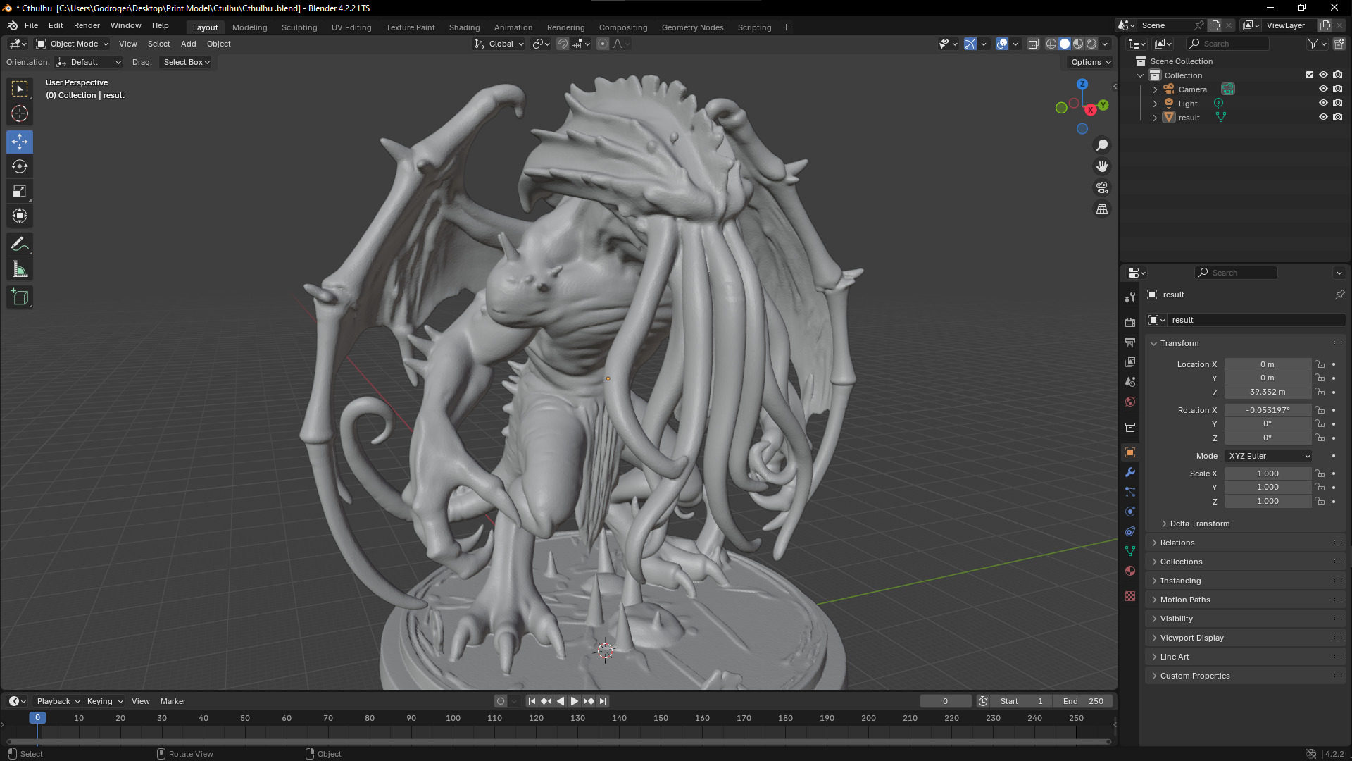 Cthulhu 3D Model High Poly Printible 3D print model_4