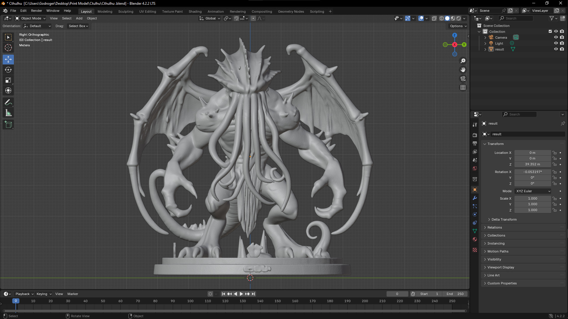 Cthulhu 3D Model High Poly Printible 3D print model_6