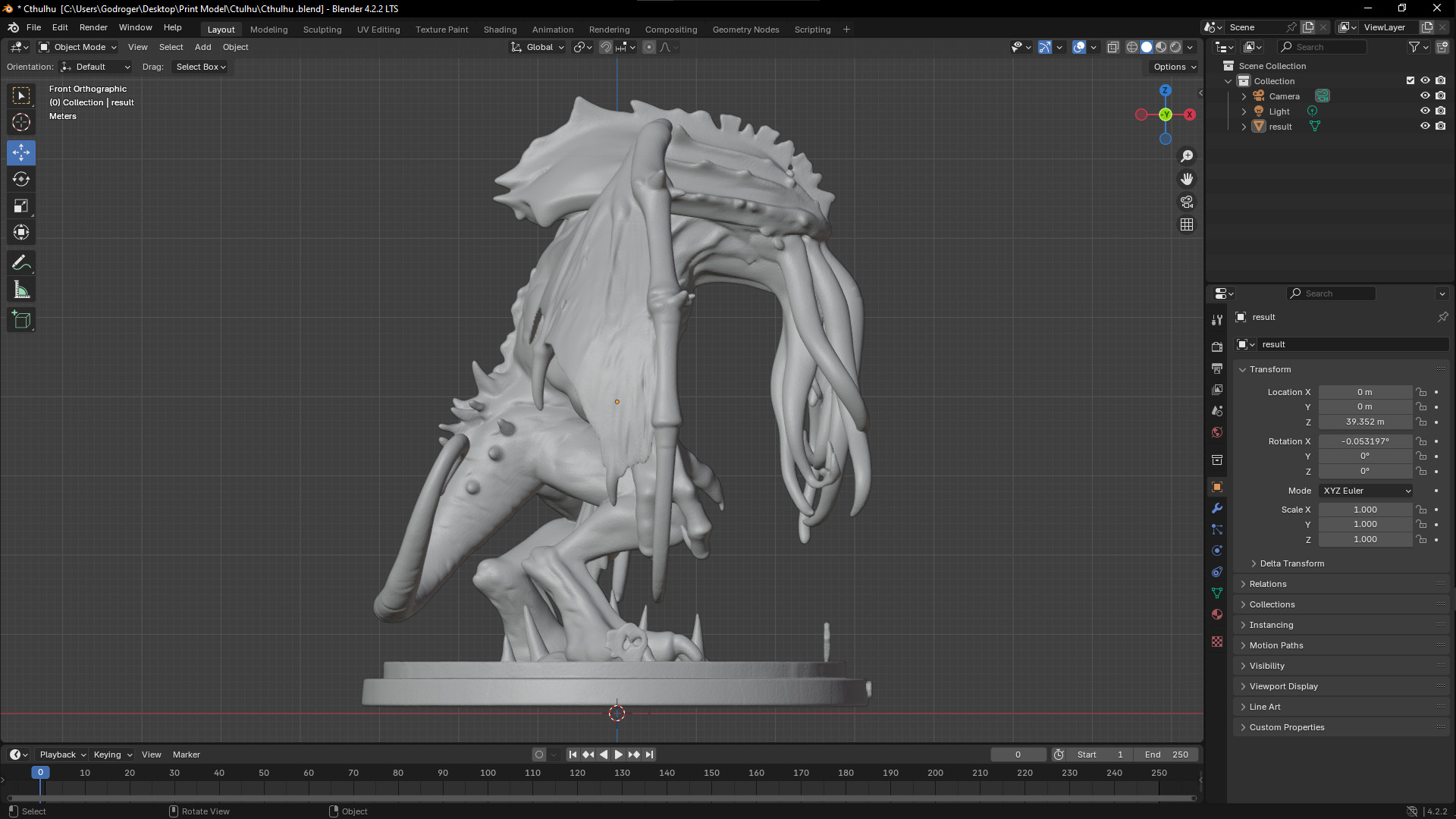 Cthulhu 3D Model High Poly Printible 3D print model_8