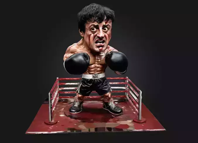  Rocky Balboa 3D Printable Stylized Caricature 3D print model