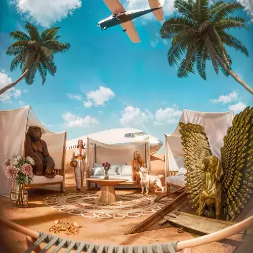 3D Blender Project Surreal Desert Oasis