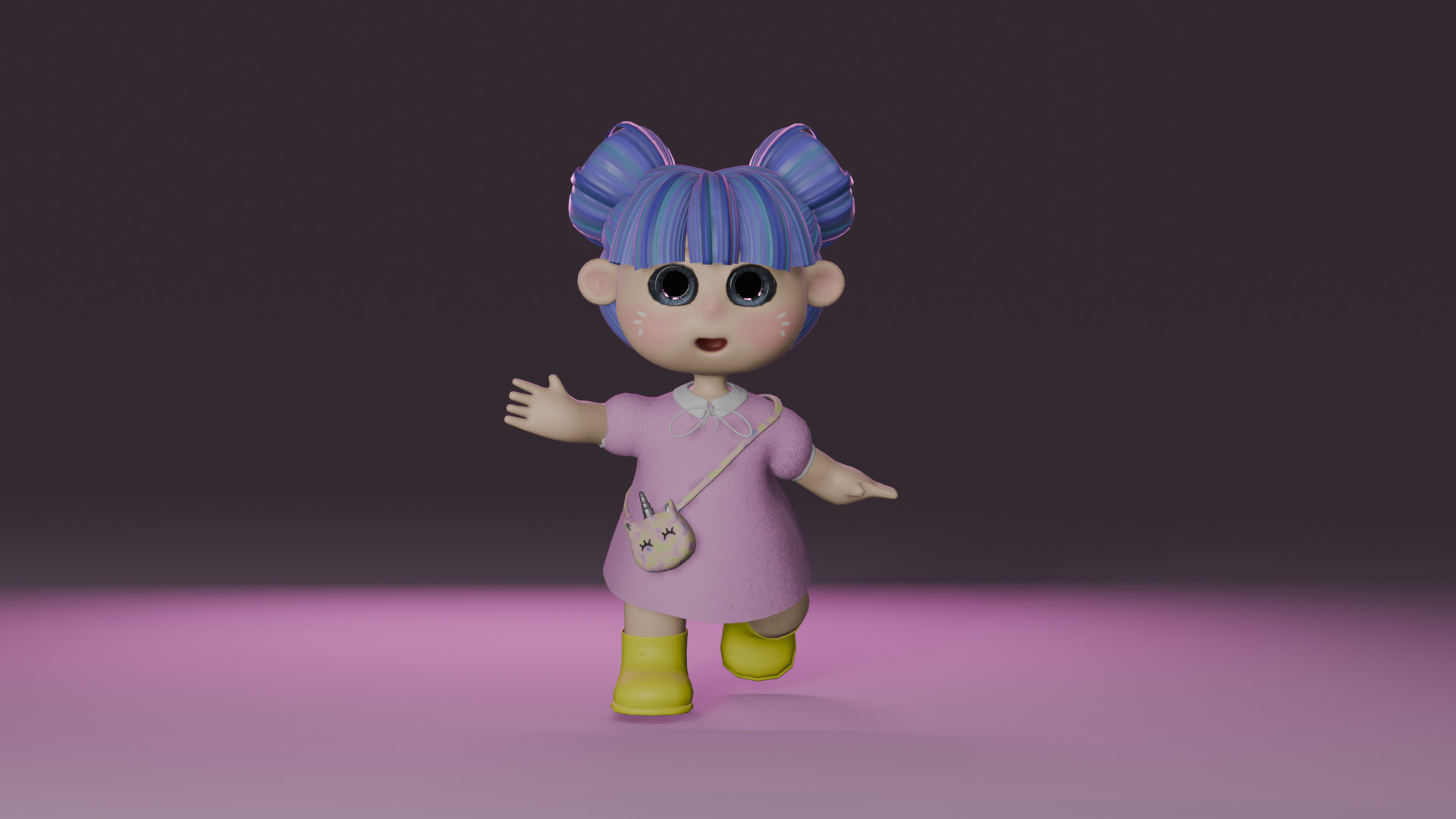 3D Unicorn girl Low-poly 3D model_1