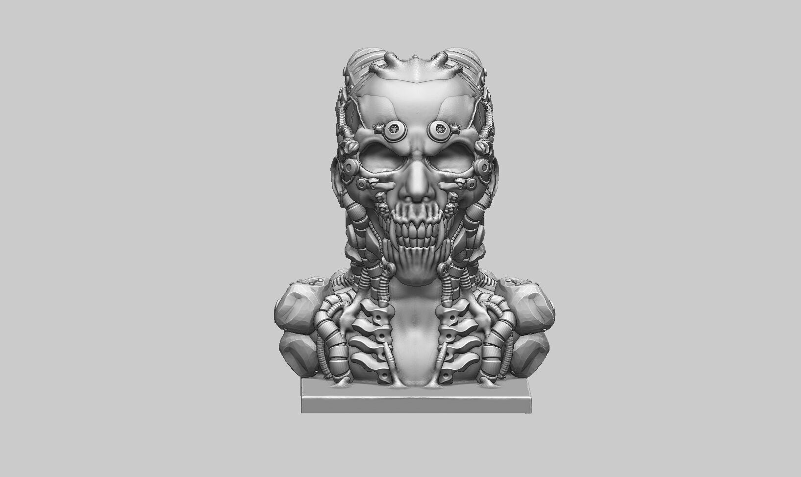 Robot Skull human bust Cyborg robot human 3D print model_8