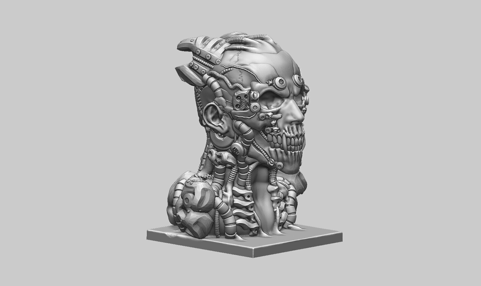 Robot Skull human bust Cyborg robot human 3D print model_4