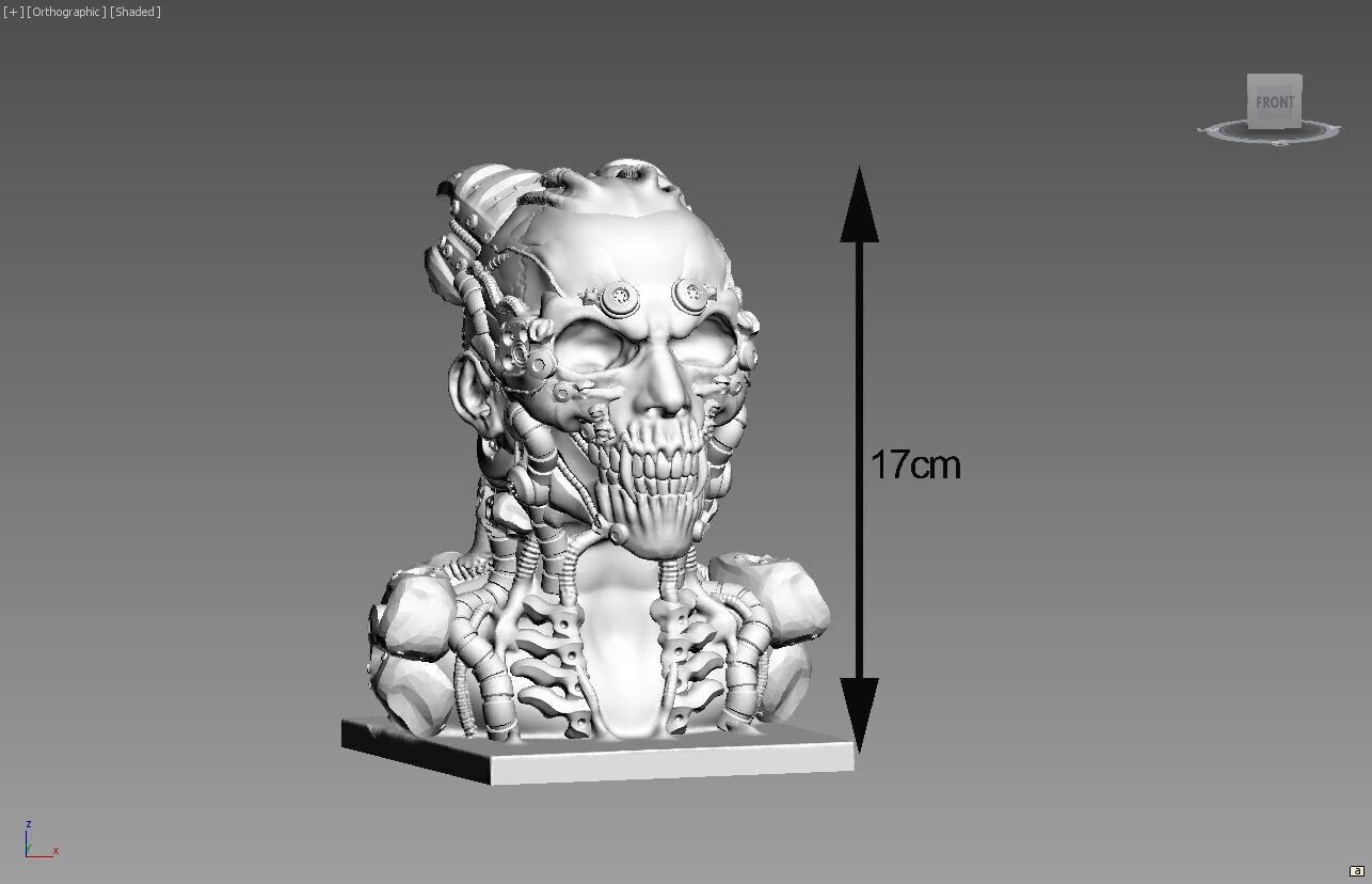Robot Skull human bust Cyborg robot human 3D print model_3