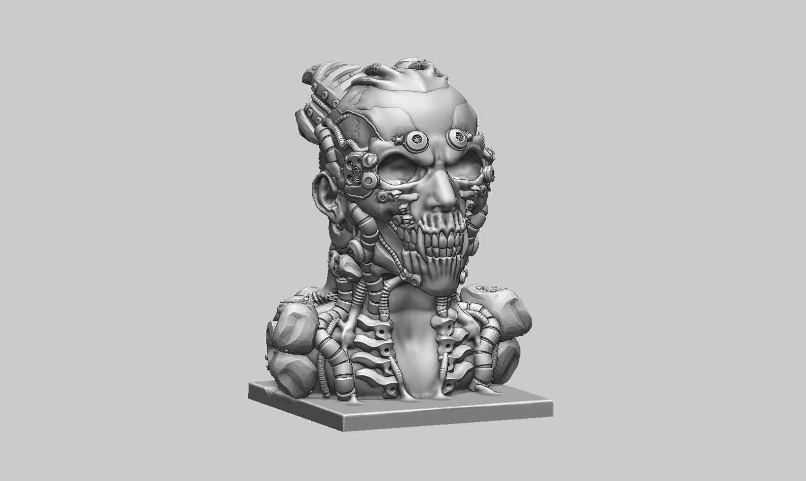 Robot Skull human bust Cyborg robot human 3D print model_5