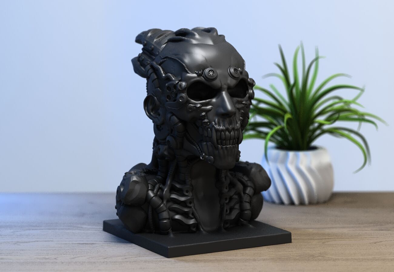 Robot Skull human bust Cyborg robot human 3D print model_2