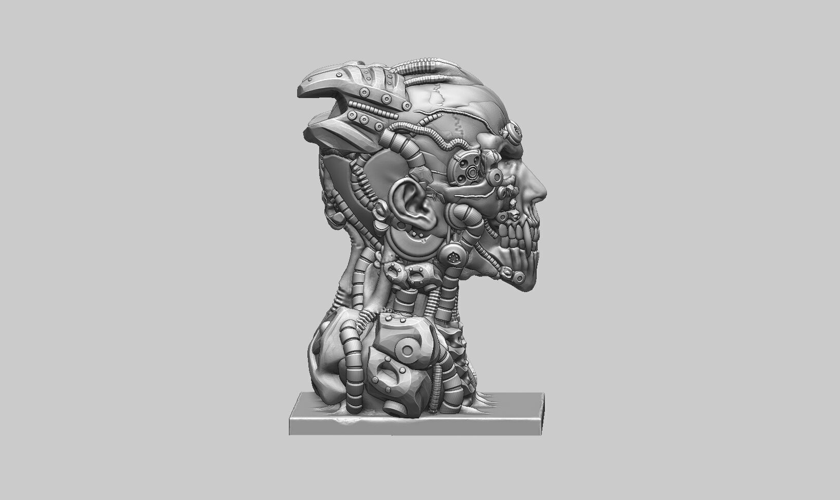 Robot Skull human bust Cyborg robot human 3D print model_6