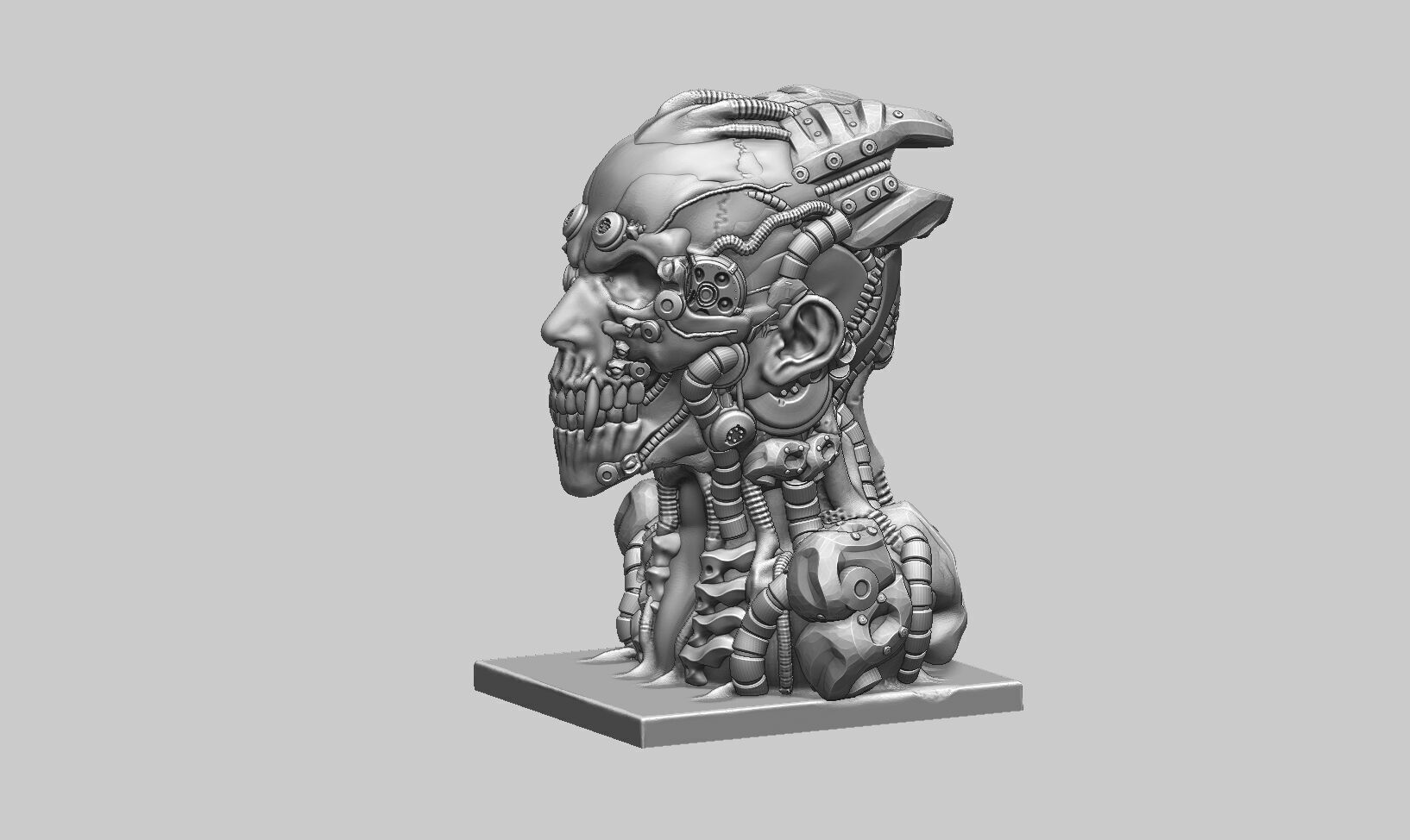 Robot Skull human bust Cyborg robot human 3D print model_9