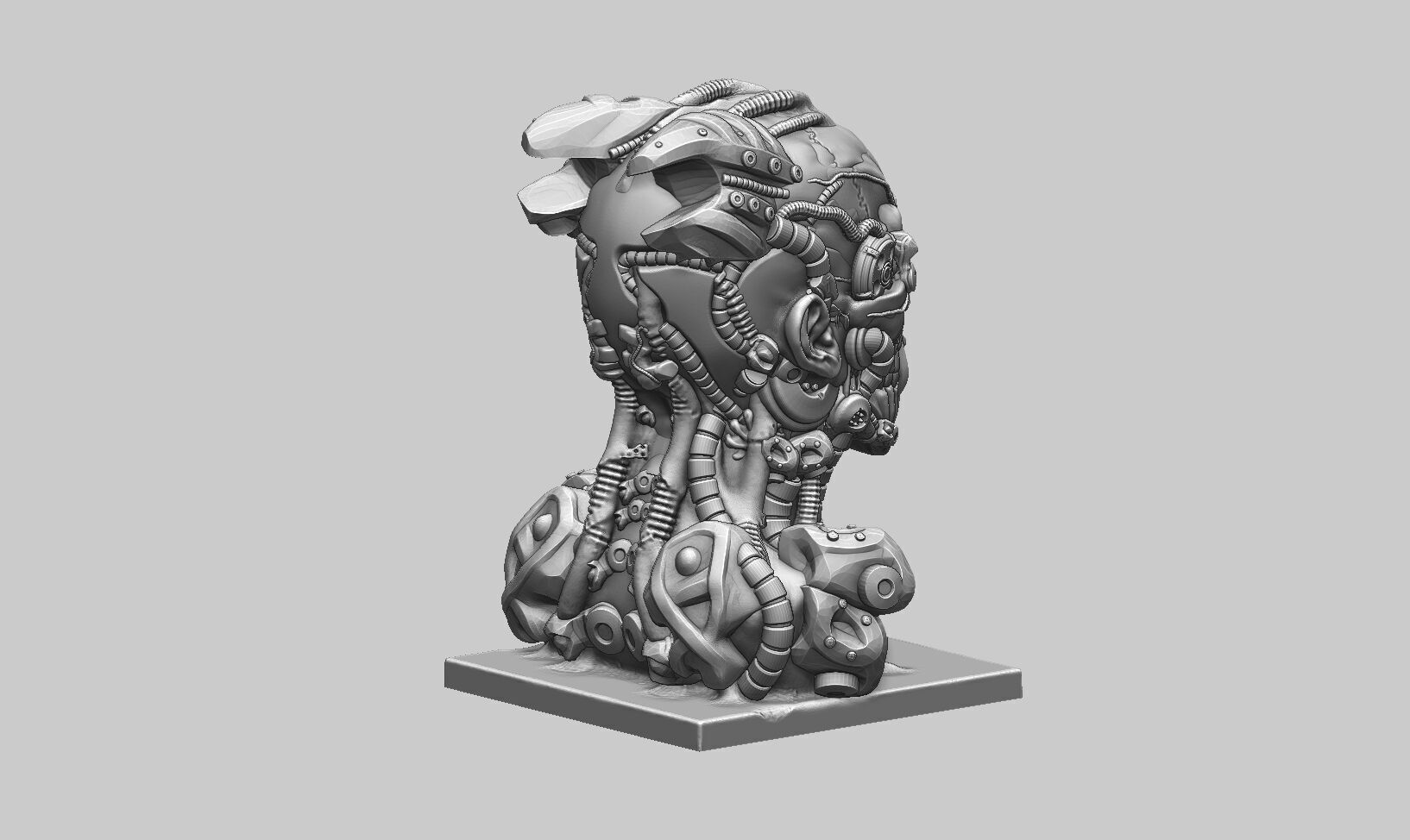 Robot Skull human bust Cyborg robot human 3D print model_7