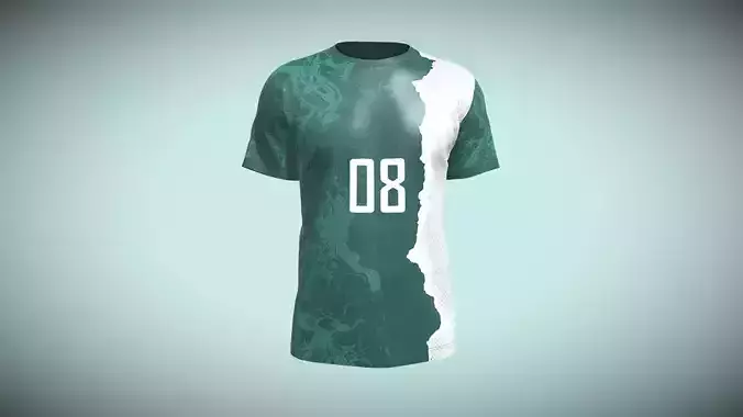 Soccer Green Jersey Player-08 In Low Poly