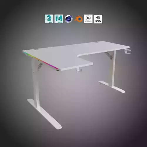 Corner White Gaming Desk - High-Details Asset