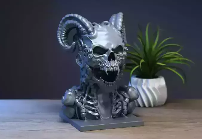 Robot Skull human bust Cyborg robot human