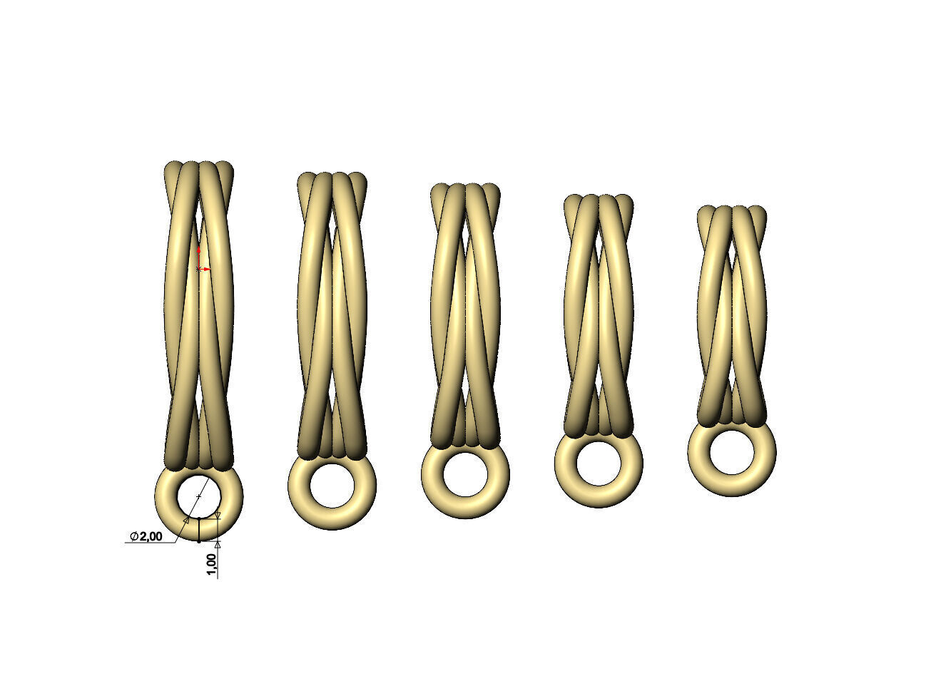 Mirrored braided wire double twisted bail with loop 3D print model_8