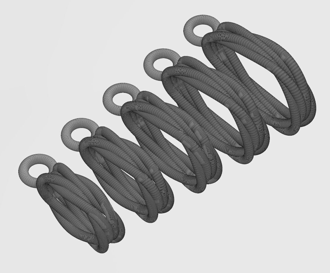 Mirrored braided wire double twisted bail with loop 3D print model_16