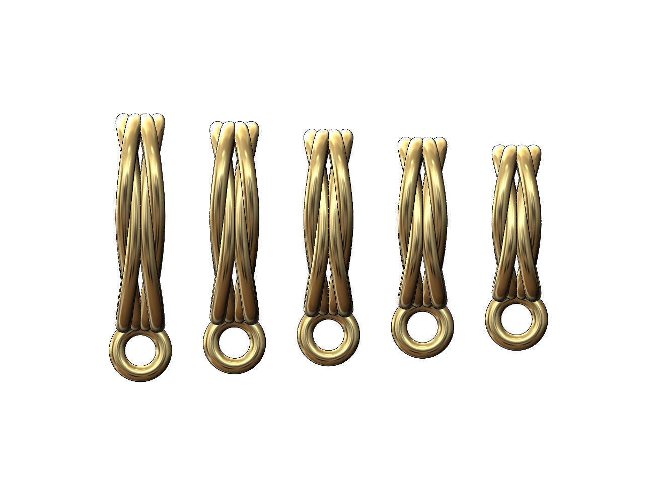 Mirrored braided wire double twisted bail with loop 3D print model_1