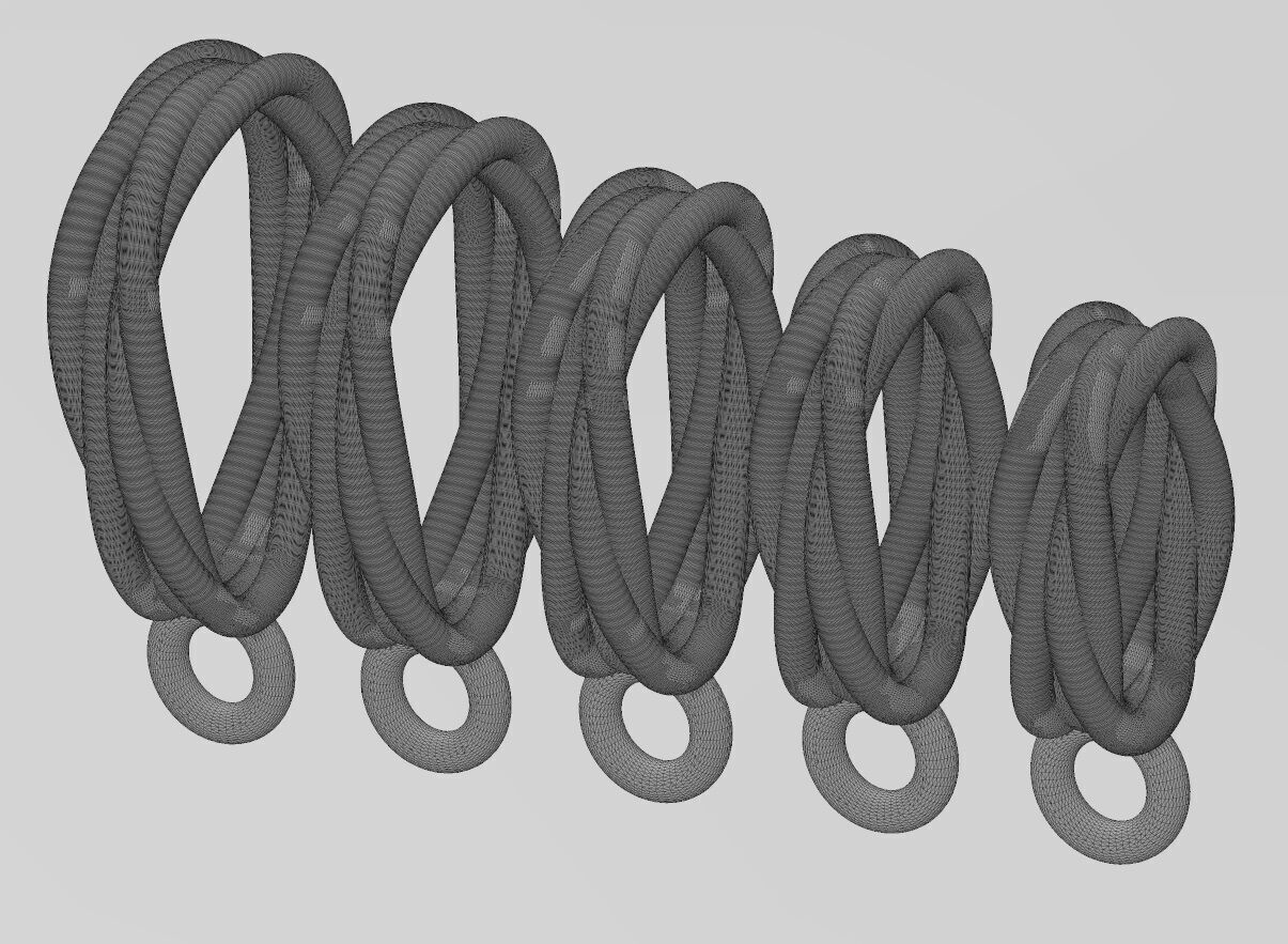 Mirrored braided wire double twisted bail with loop 3D print model_15