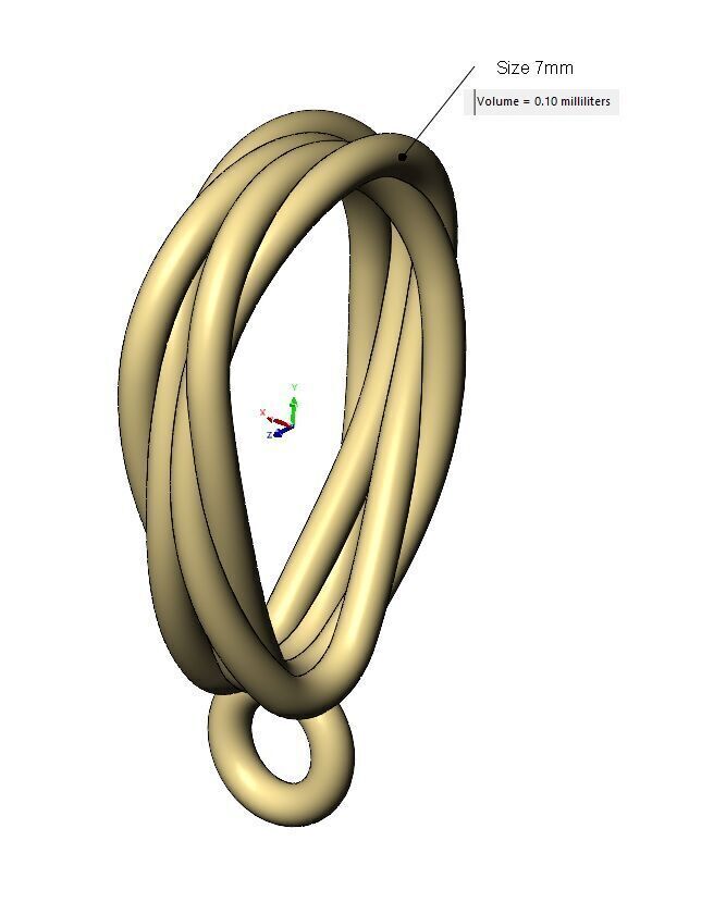 Mirrored braided wire double twisted bail with loop 3D print model_13