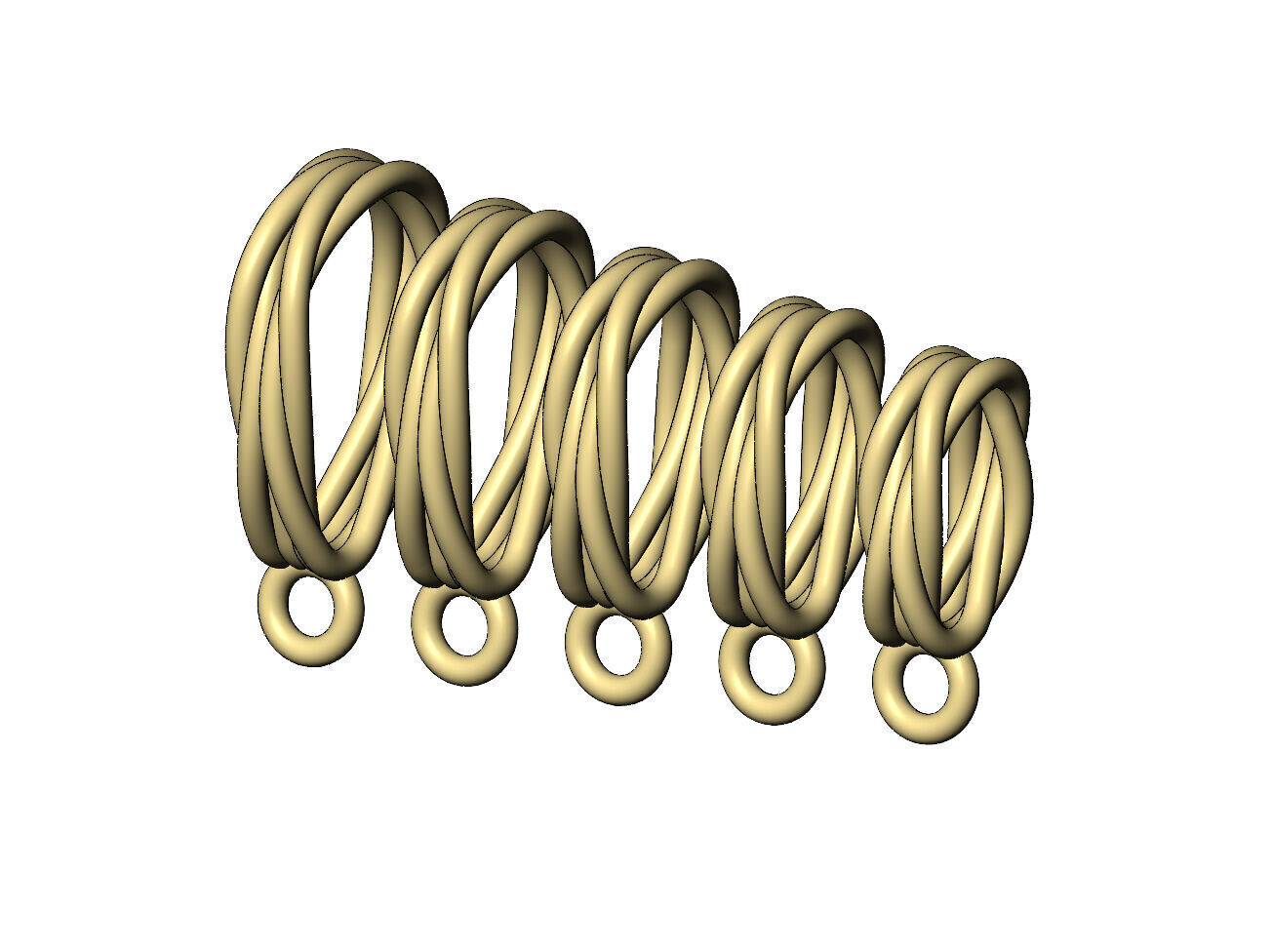 Mirrored braided wire double twisted bail with loop 3D print model_5