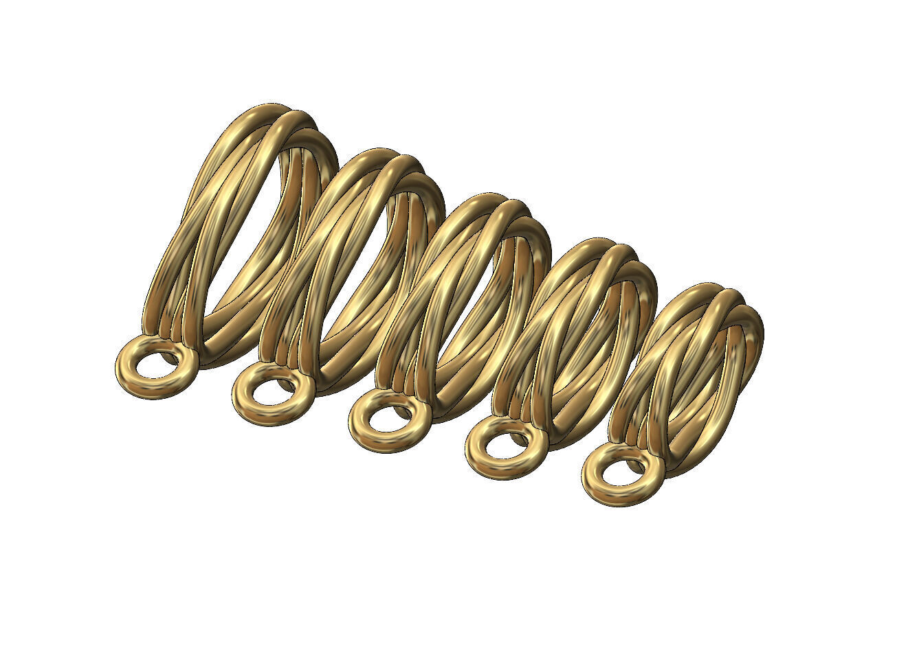 Mirrored braided wire double twisted bail with loop 3D print model_3