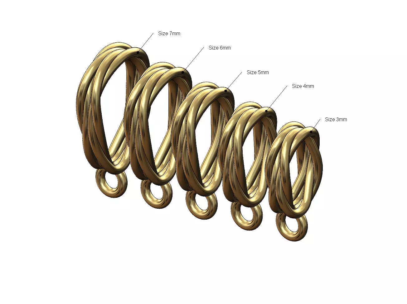 Mirrored braided wire double twisted bail with loop 3D print model_0