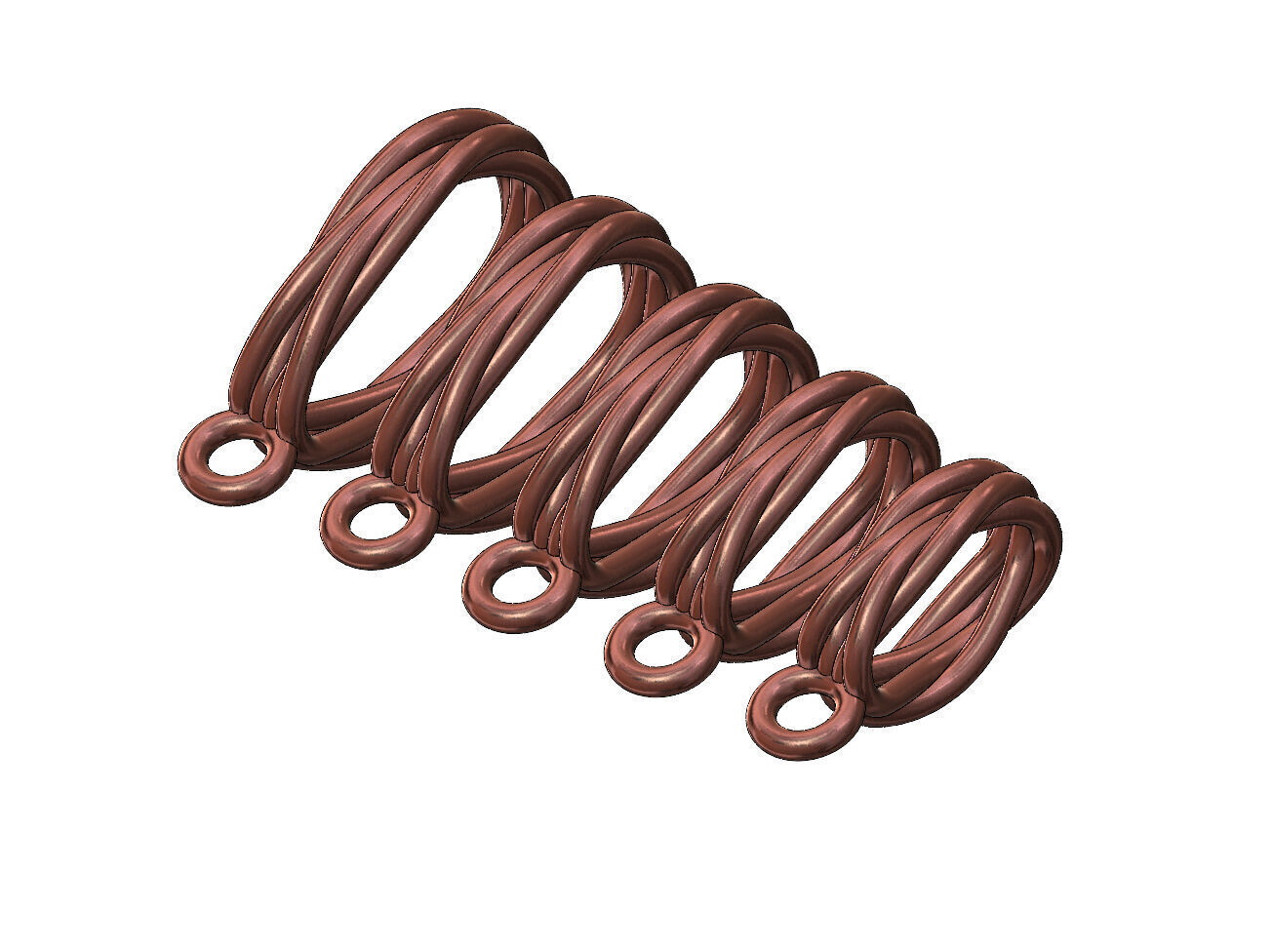 Mirrored braided wire double twisted bail with loop 3D print model_11