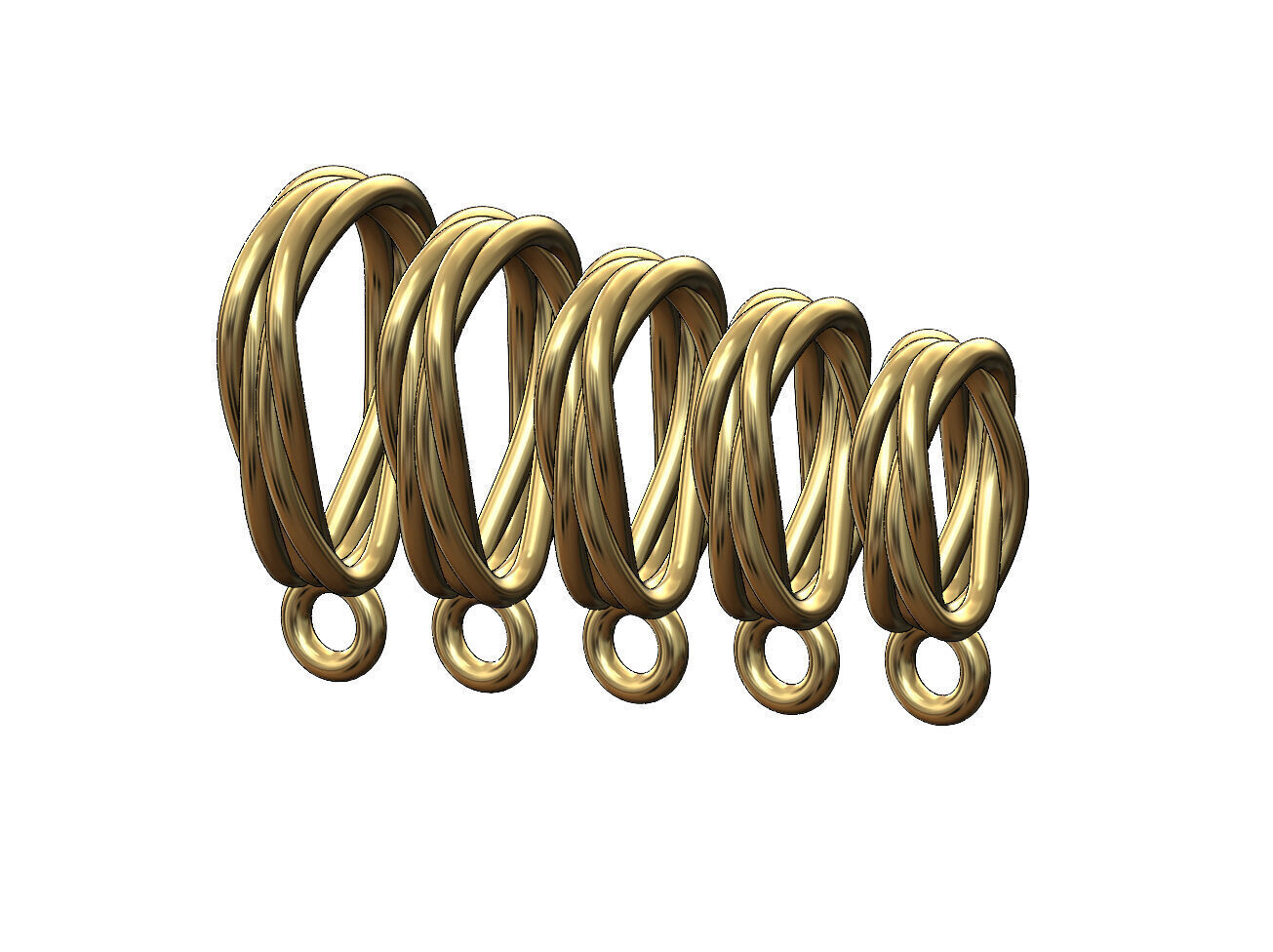 Mirrored braided wire double twisted bail with loop 3D print model_2