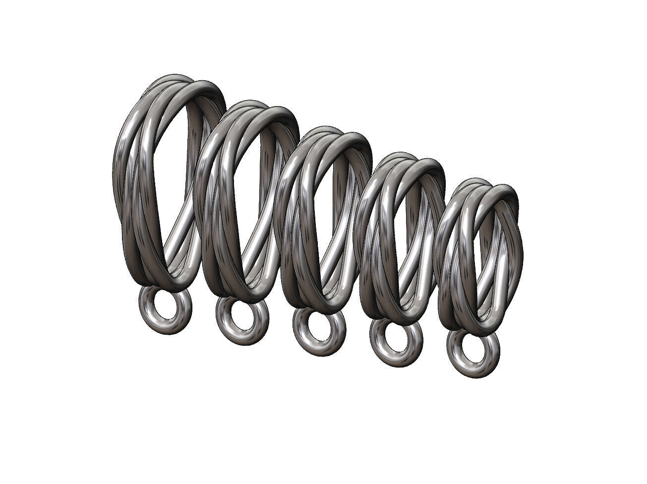 Mirrored braided wire double twisted bail with loop 3D print model_12