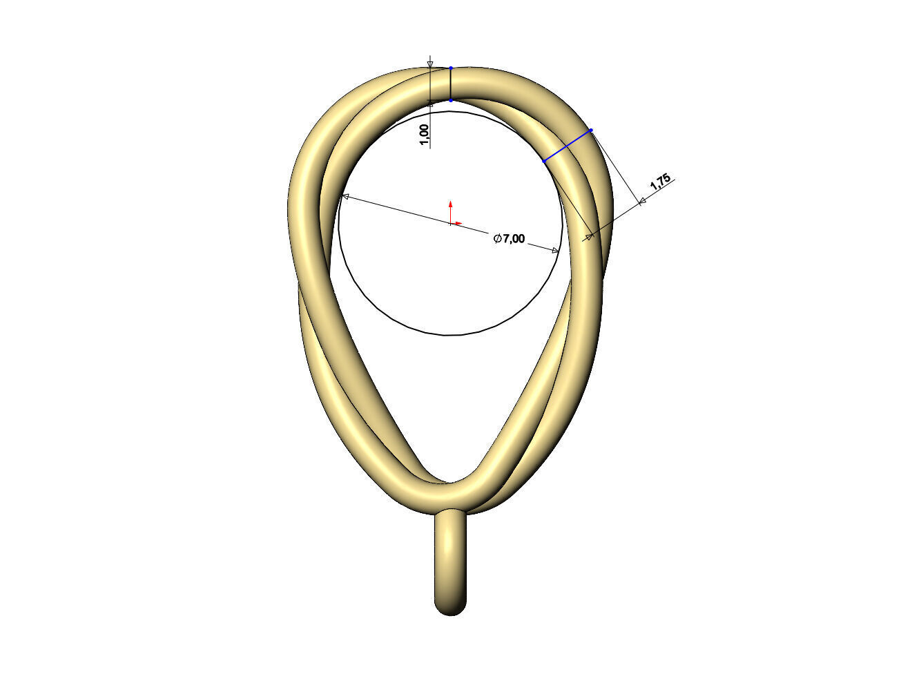 Mirrored braided wire double twisted bail with loop 3D print model_9