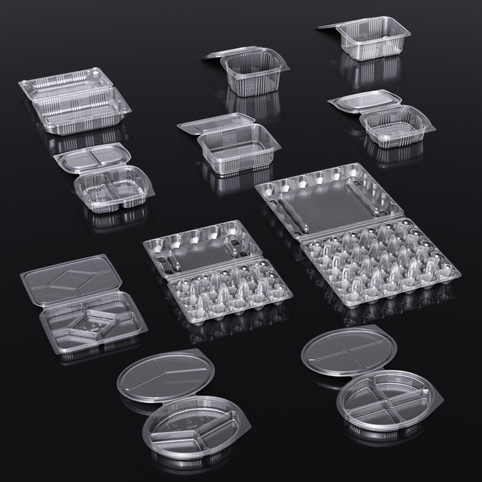 High-Quality Transparent Plastic Container Set - 3D Model Pack Low-poly 3D model_1