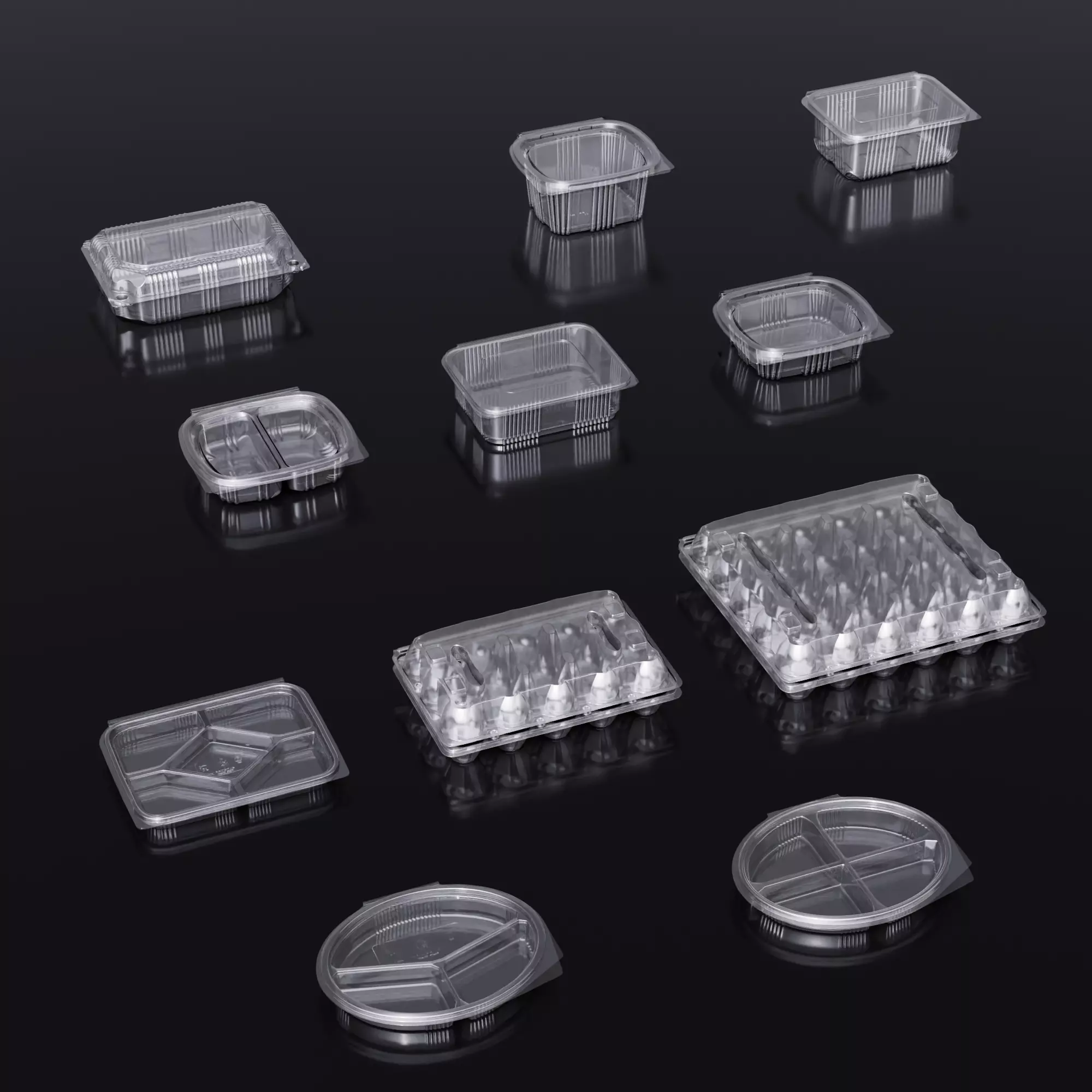 High-Quality Transparent Plastic Container Set - 3D Model Pack Low-poly 3D model_0
