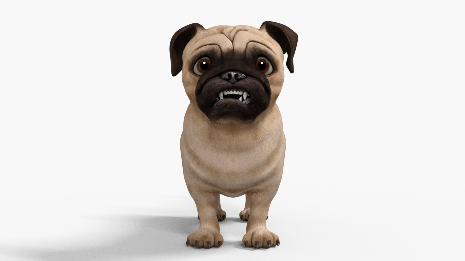 Pug Dog Toon Rigged Low-poly 3D model_2