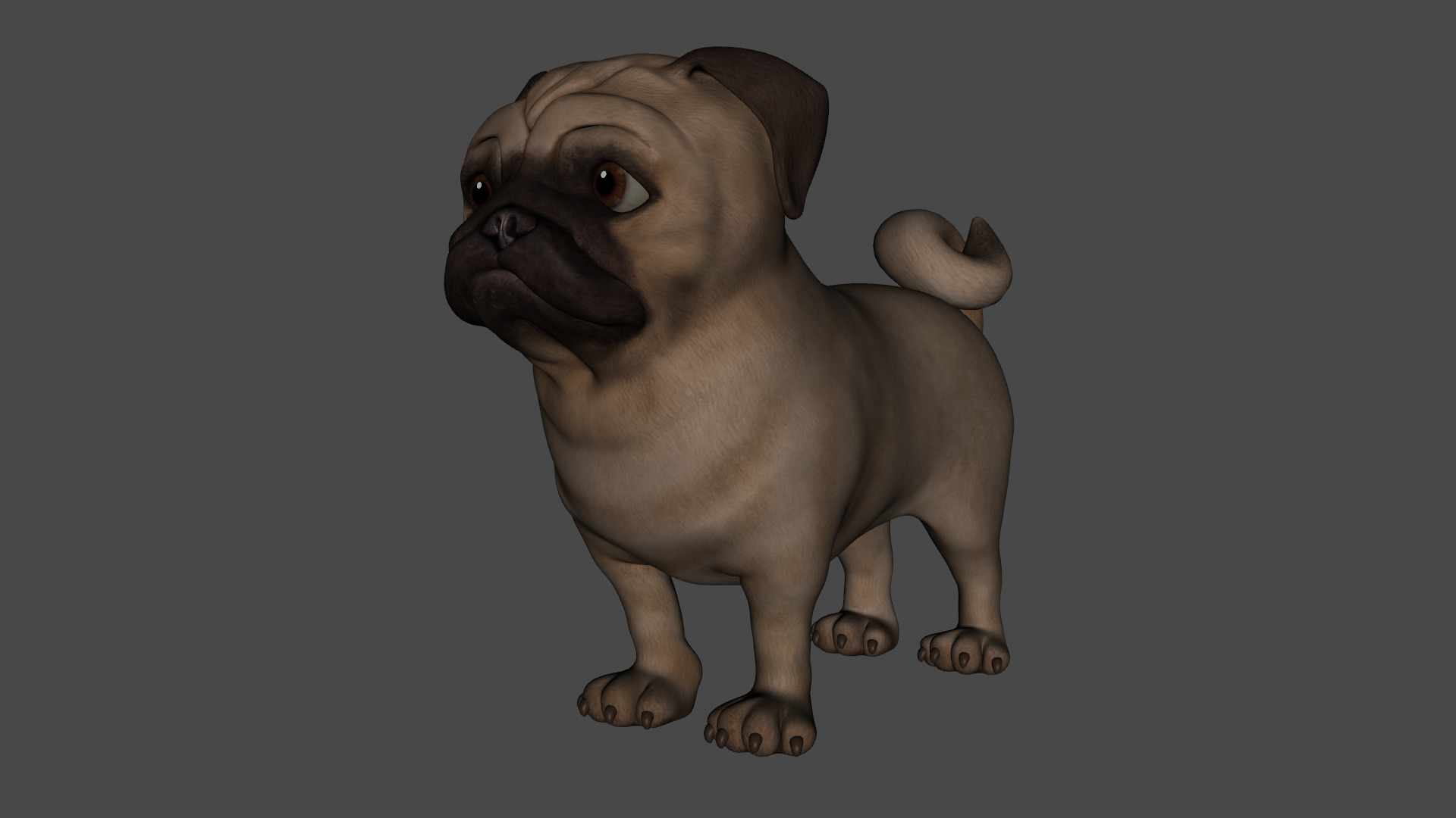 Pug Dog Toon Rigged Low-poly 3D model_13
