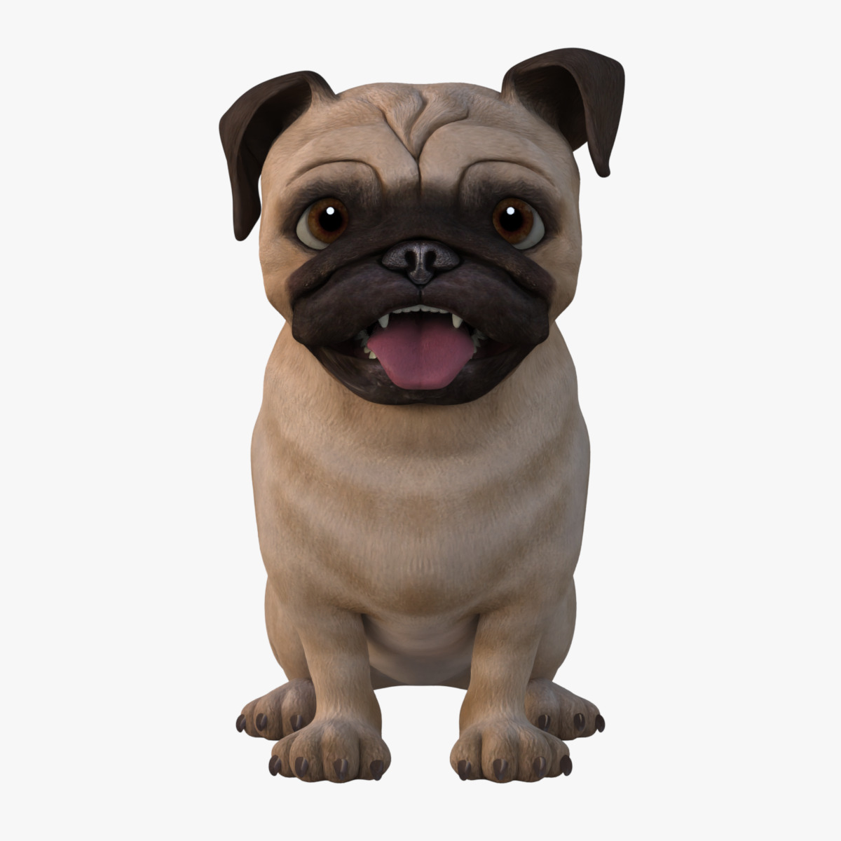 Pug Dog Toon Rigged Low-poly 3D model_12