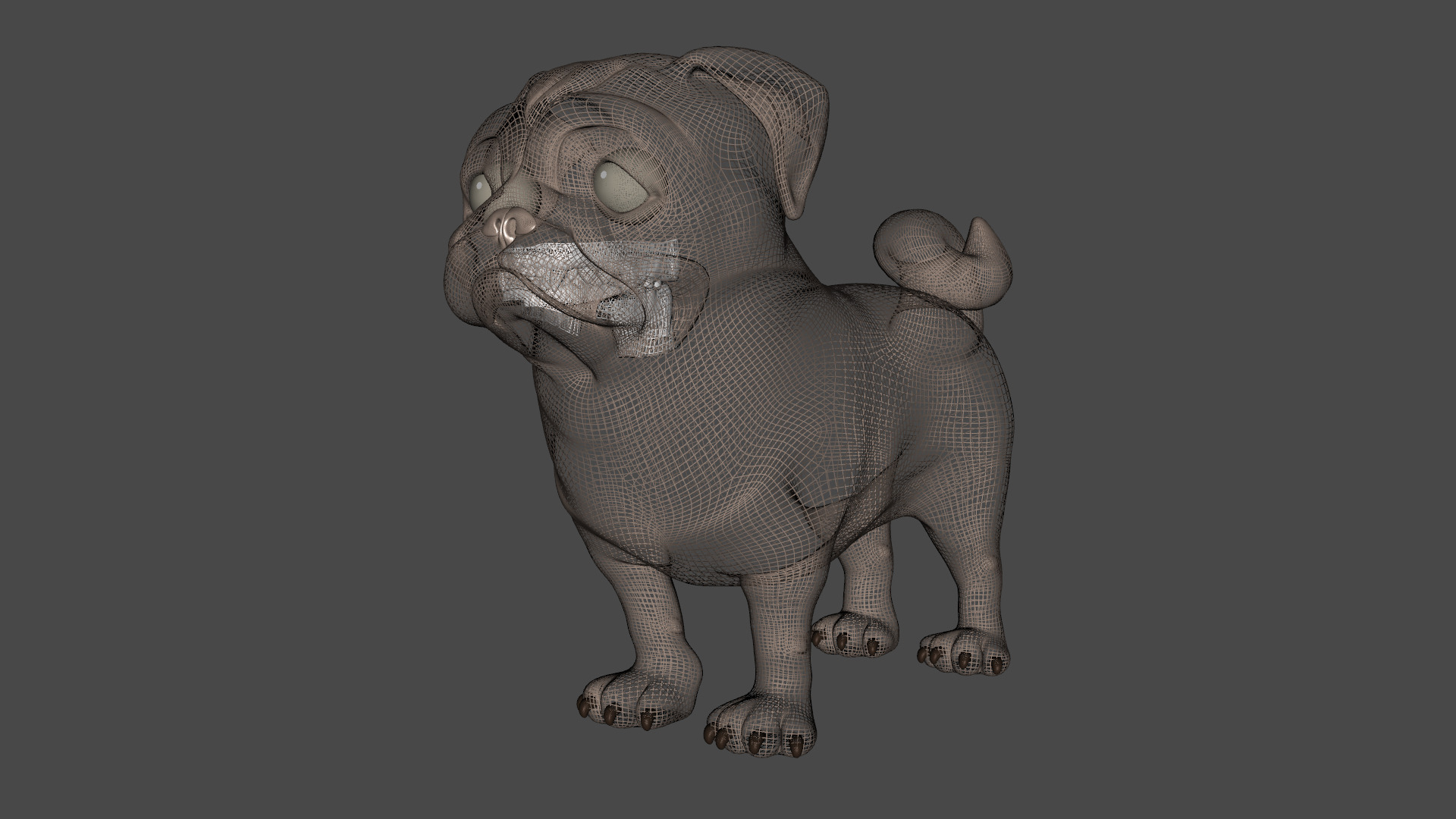 Pug Dog Toon Rigged Low-poly 3D model_17
